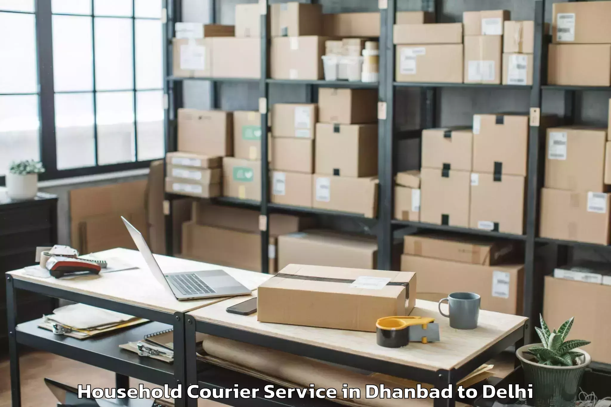 Professional Dhanbad to University Of Delhi Household Courier